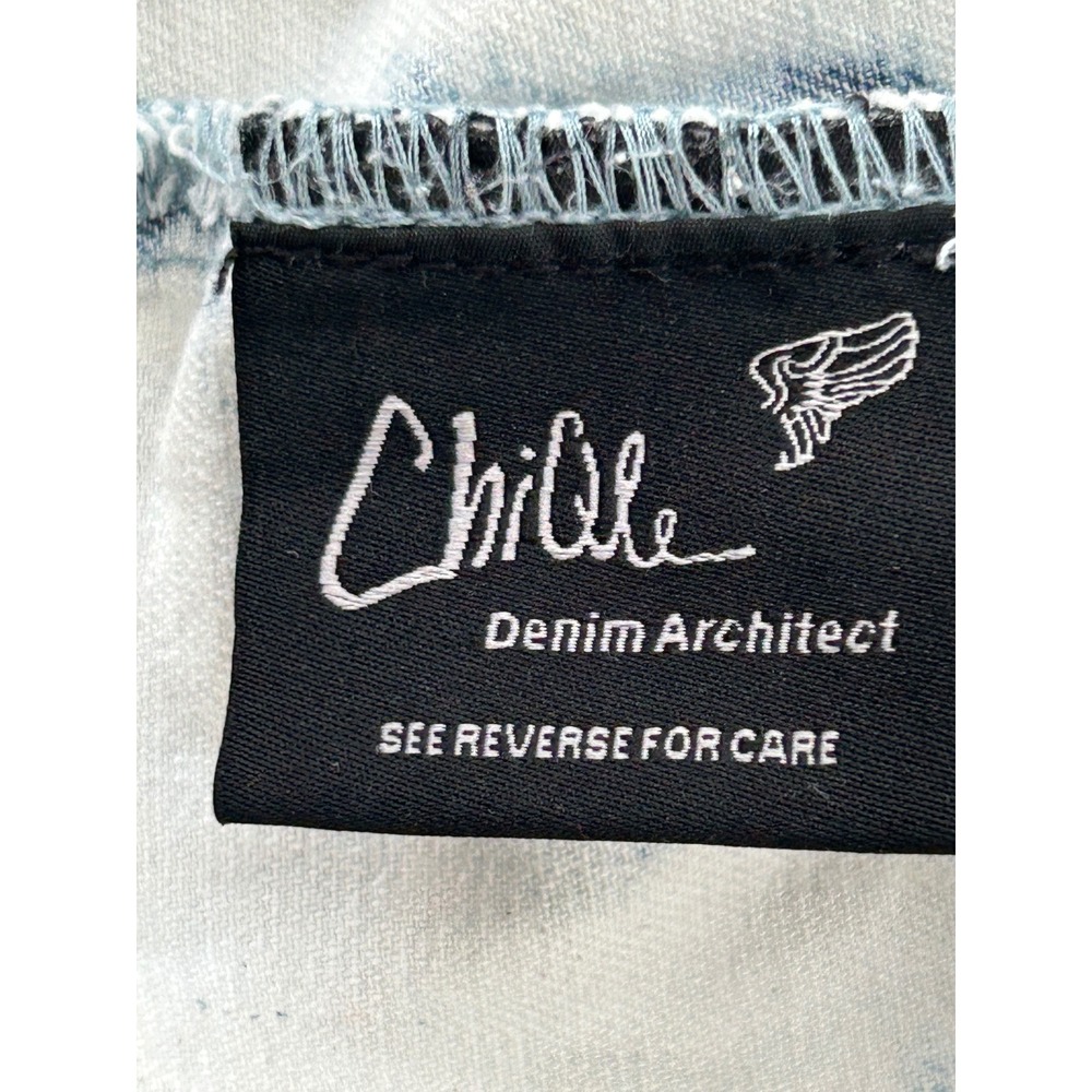 Chiqle Denim Architect Distressed Acid Wash Cropped Jean Jacket CY6498LA Small - Picture 9 of 10